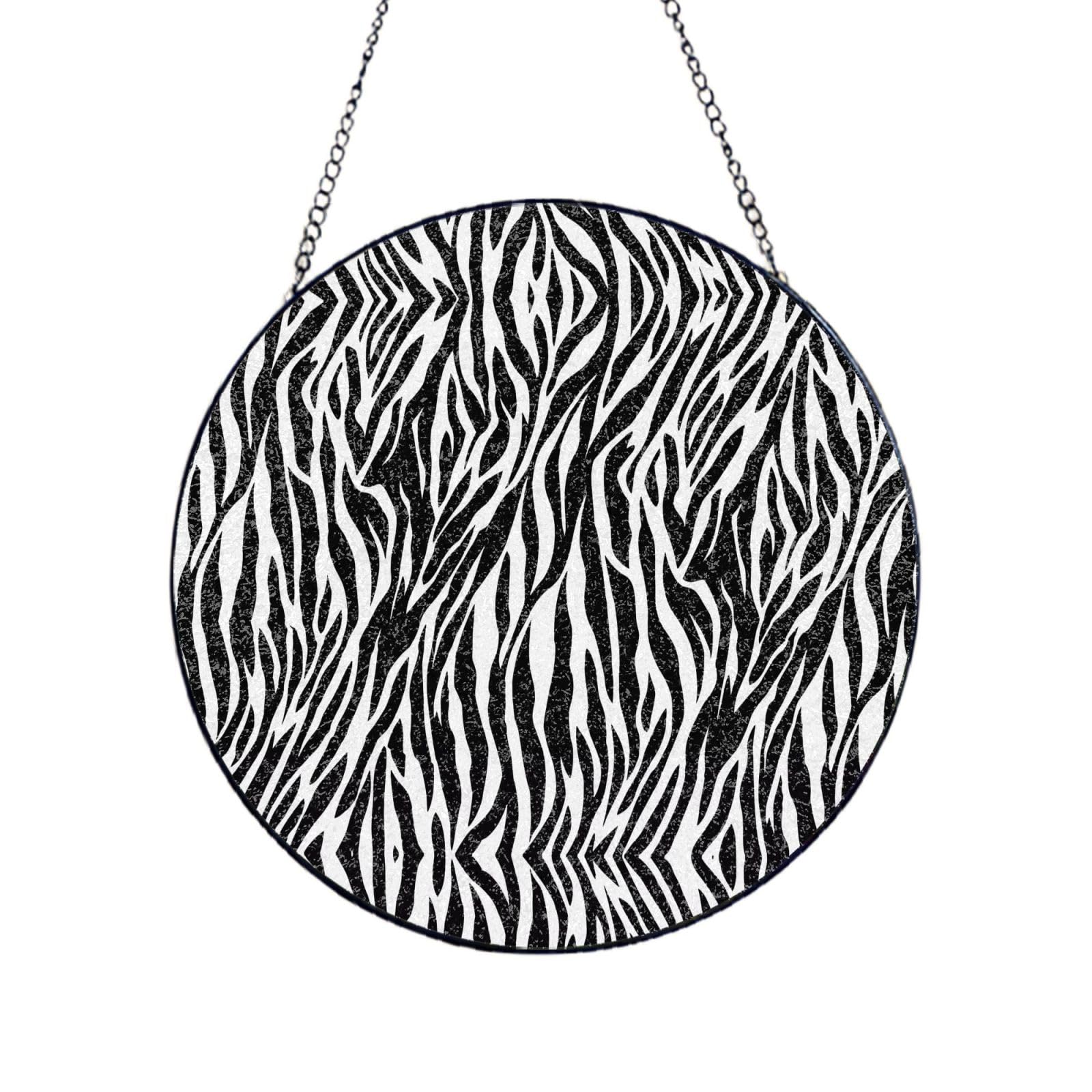 Phayah Zebra Print Print Glass Window Hanging Sun Catchers Suncatcher Decor For Birthday For Home Garden Porch 12in（30cm）