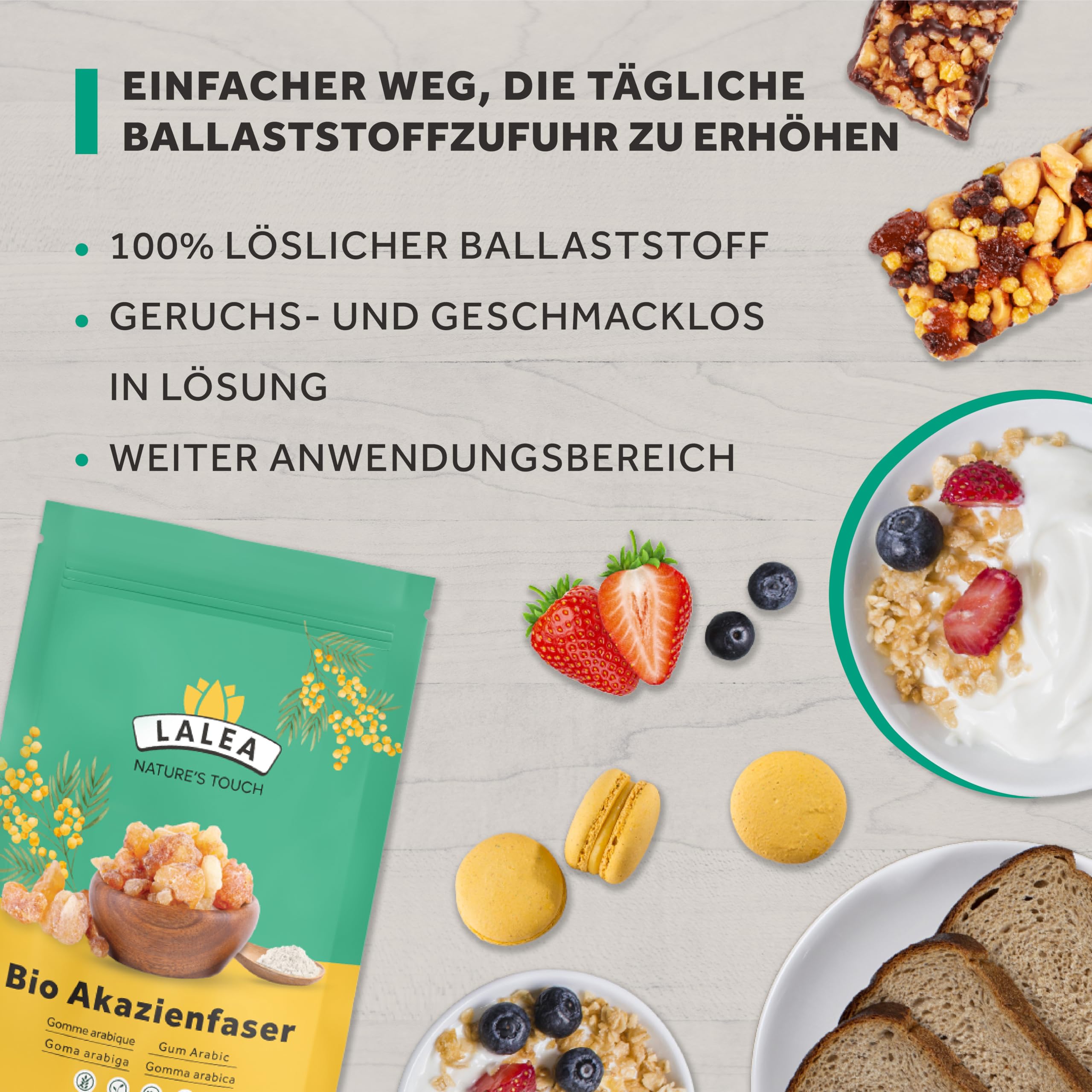 Akazienfaser Pulver Bio - 1Kg - 90% Ballaststoffe, ballaststoffe pulver aus akazienfasern Bio, Vegan & Keto, Glutenfrei, gummi arabicum puder, fiber supplement