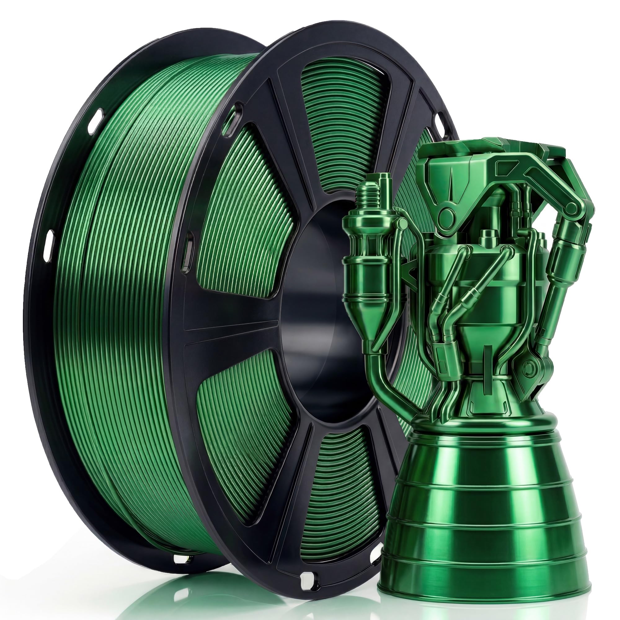 Metallic PETG Filament 1.75mm, 3D Printer Filament with Stunning Metal Luster, +/- 0.02mm Precision, 1kg Spool (2.2lbs) for FDM Printers, High Strength &amp; Odorless, Green