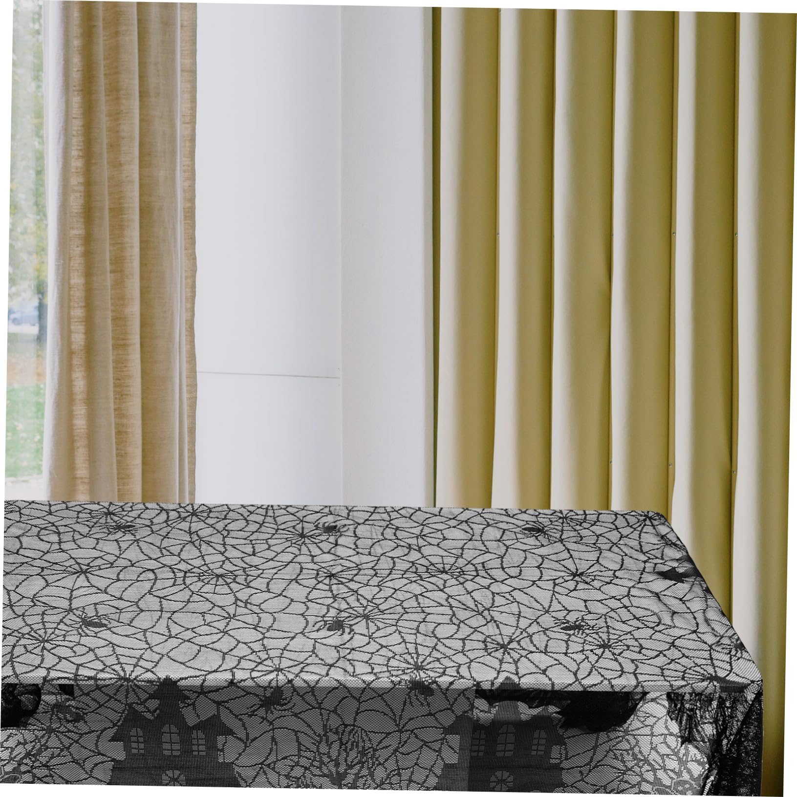 Cabilock 5 Pz Tovaglia Di Halloween Casa Delle Tartarughe Accessori Per Rettili Finta Ragnatela Piante Di Per Recinzione Luce Di Festa Decorazione Artificiale Gnomi Black Pizzo