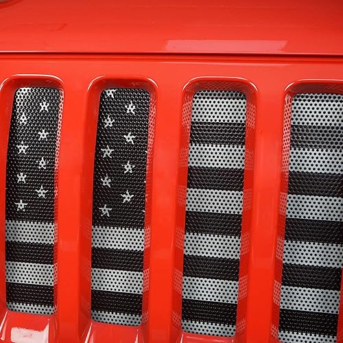 Miniatura 4 de Hooke Road Inserto de rejilla frontal de malla para Jeep Gladiator JTJeep Wrangler JL 2018 2019 2020 2021 2022 2023 2024 - Bandera de Estados Unidos