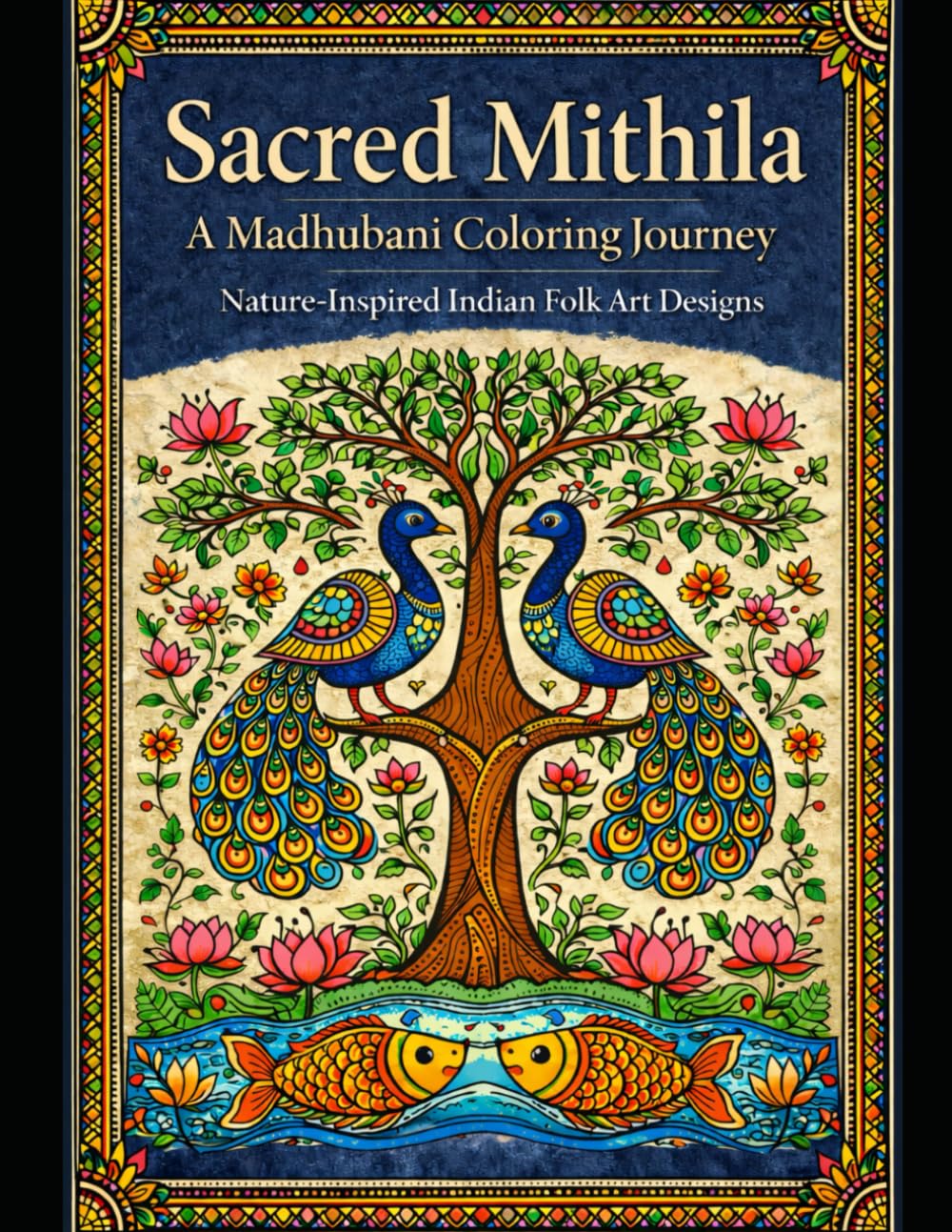 Mithila Art Coloring Book – Traditional Indian Folk Designs: Nature-Inspired Indian Folk Art Designs