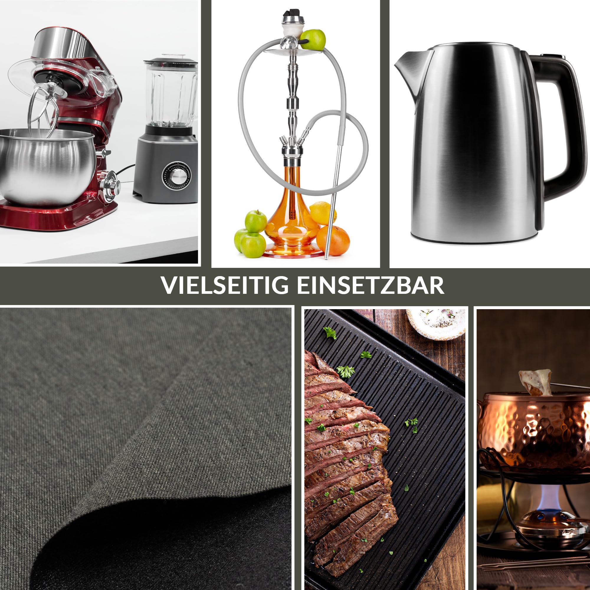 FireMat GreenSilk Edition 50x40cm, die Feuerfeste Unterlage, Brandschutzunterlage. Hitzebeständige Unterlage für Elektrogeräte wie Kaffeemaschine, Wasserkocher, Mikrowelle und weitere