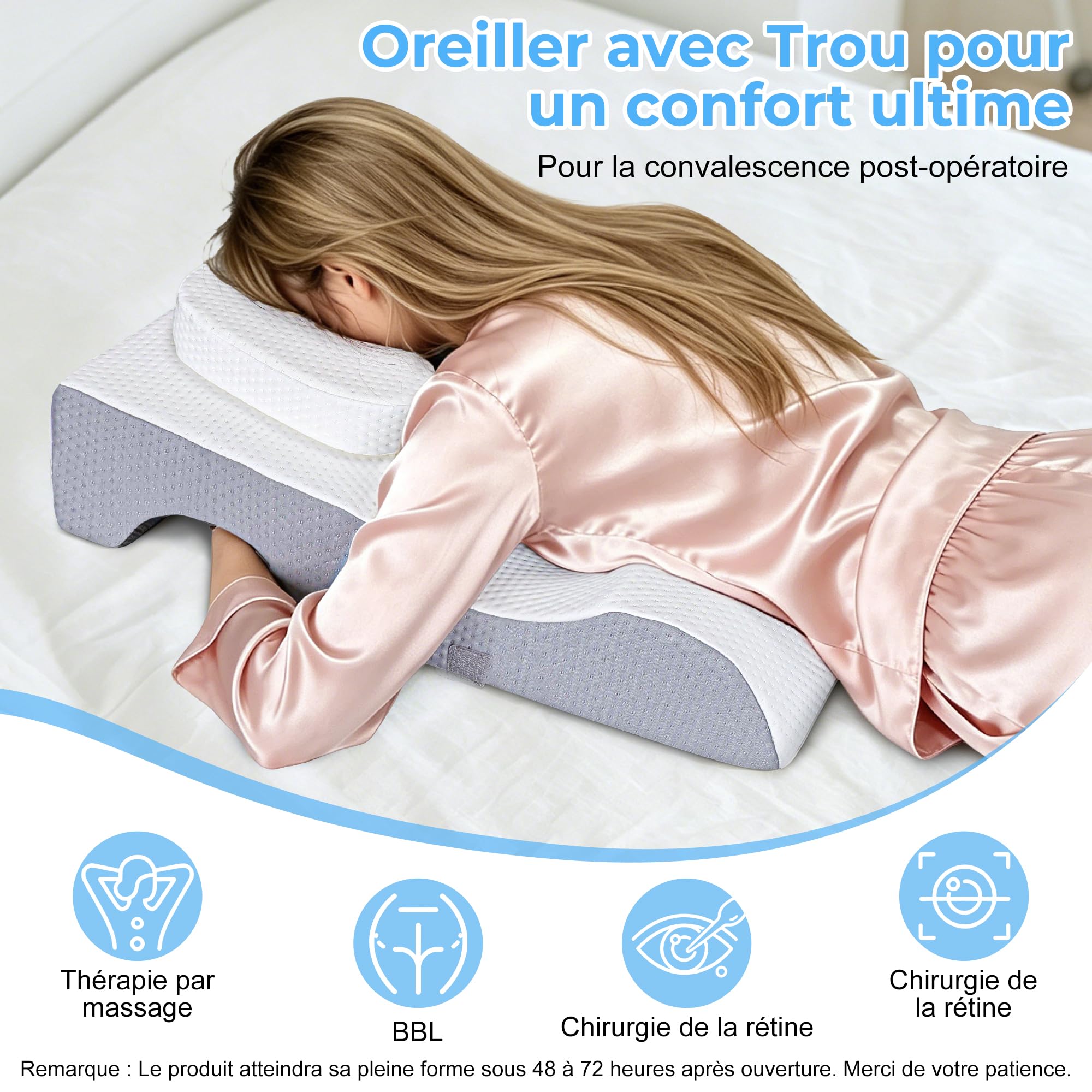 Oreiller Face vers Le Bas, Oreiller avec Trou pour Visage, Vitrectomie, BBL