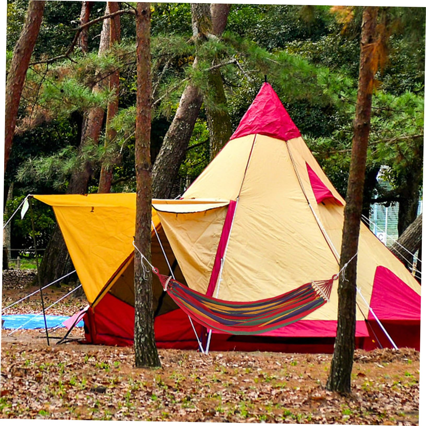 SUPVOX Hamac Double Anti-roulis en Toile Rayée Grosse Largeur pour Camping et Jardin, Capacité Renforcée, Portable et Léger, Randonnée Plage Extérieur Intérieur