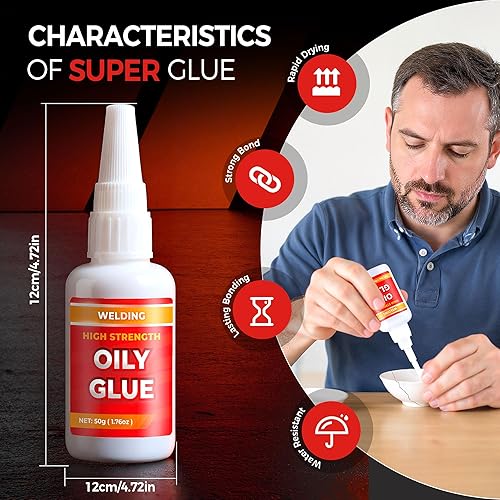 Miniatura 2 de 3 piezas de pegamento aceitoso de alta resistencia para soldadura, gel de superpegamento de soldadura mejorado 2025, adhesivo instantáneo, pegamento