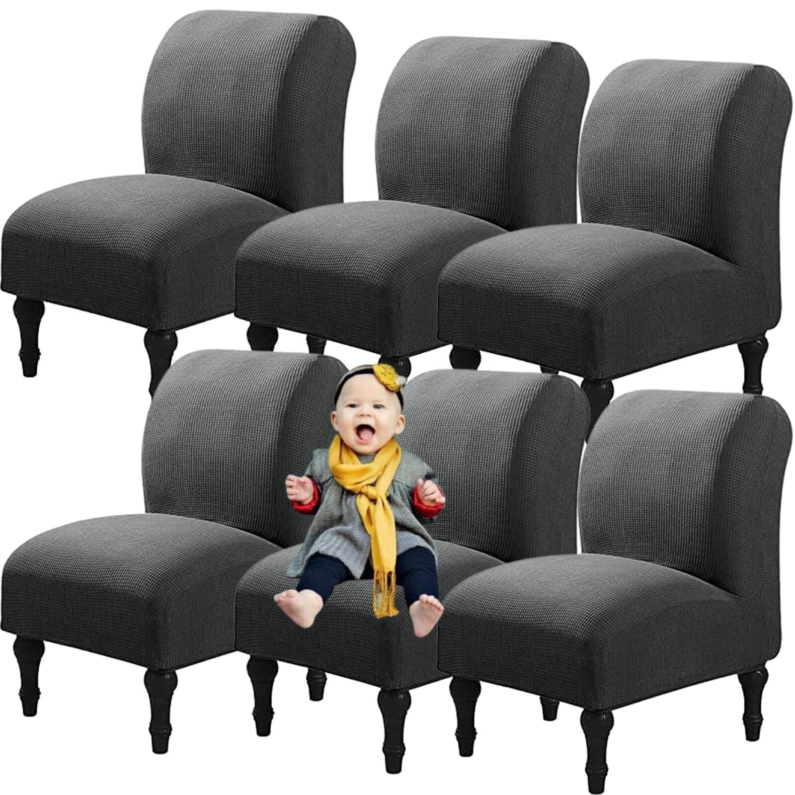 NMVAWIPT Armless Accent Chair Covers, Polyester+Spandex Stretch Slipcover, Removable Furniture Protector, For Home Hotel(#10,6pcs)