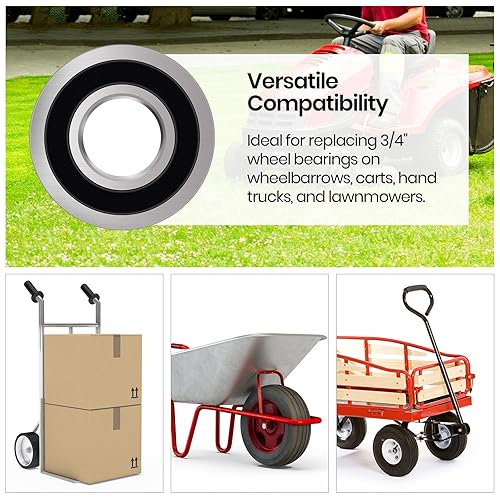 Miniatura 4 de Paquete de 4 rodamientos de acero al carbono de 34 pulgadas - ID 34 pulgadas x OD 1-38 pulgadas de diámetro exterior aplicable para cortacésped,