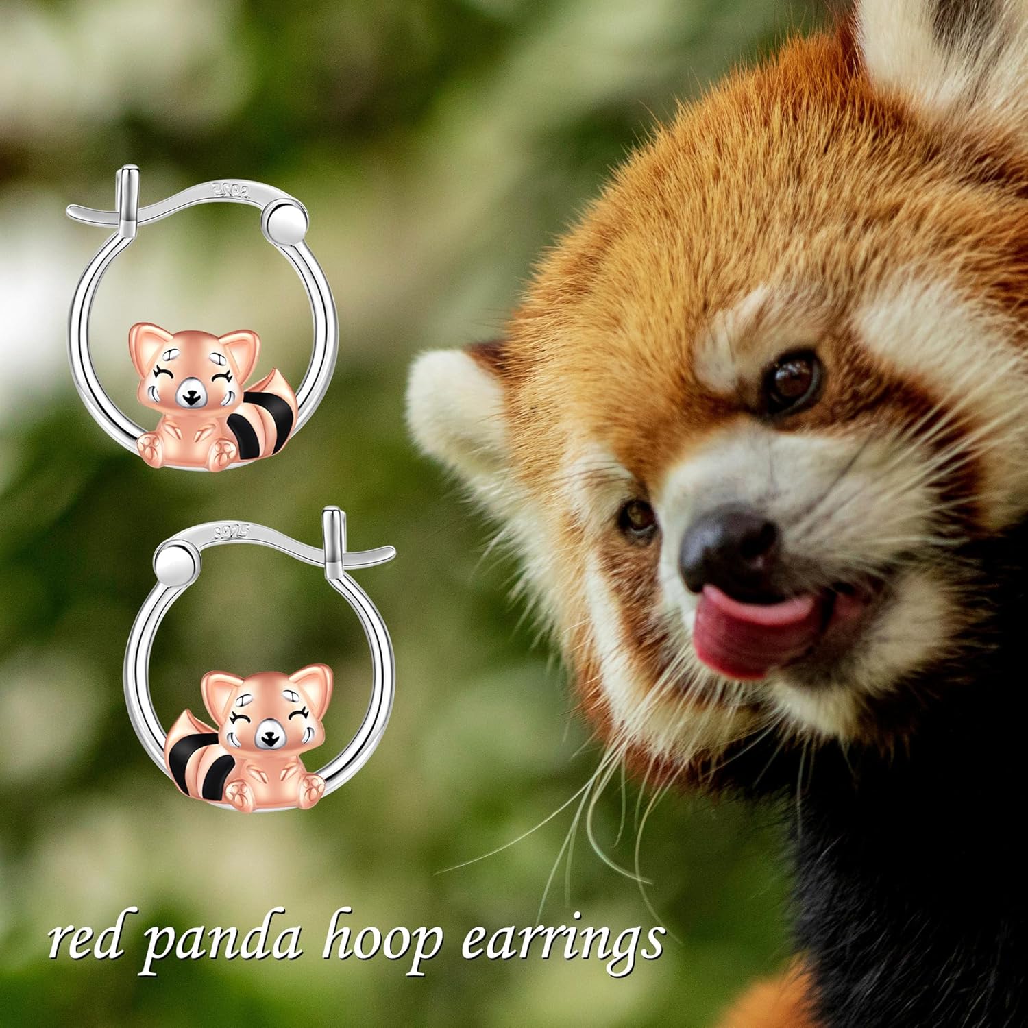 YAFEINI Red Panda Hoop Earrings 925 Sterling Silver Red Panda Hoop Earrings Gifts Jewelry for Women - Image 5