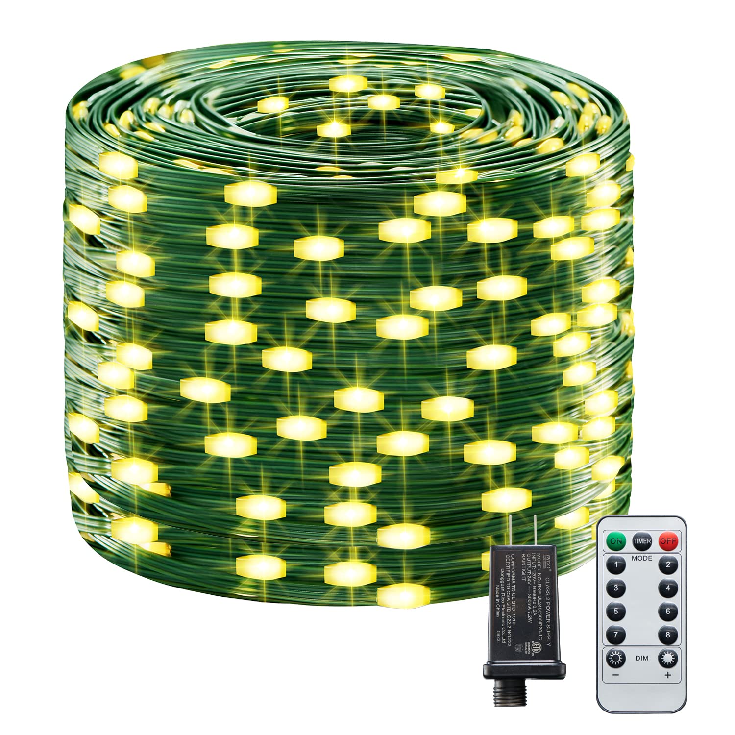 FONURXIZ Outdoor Christmas Lights Waterproof, Dimmable 800 LED String Lights,8 Modes Timer