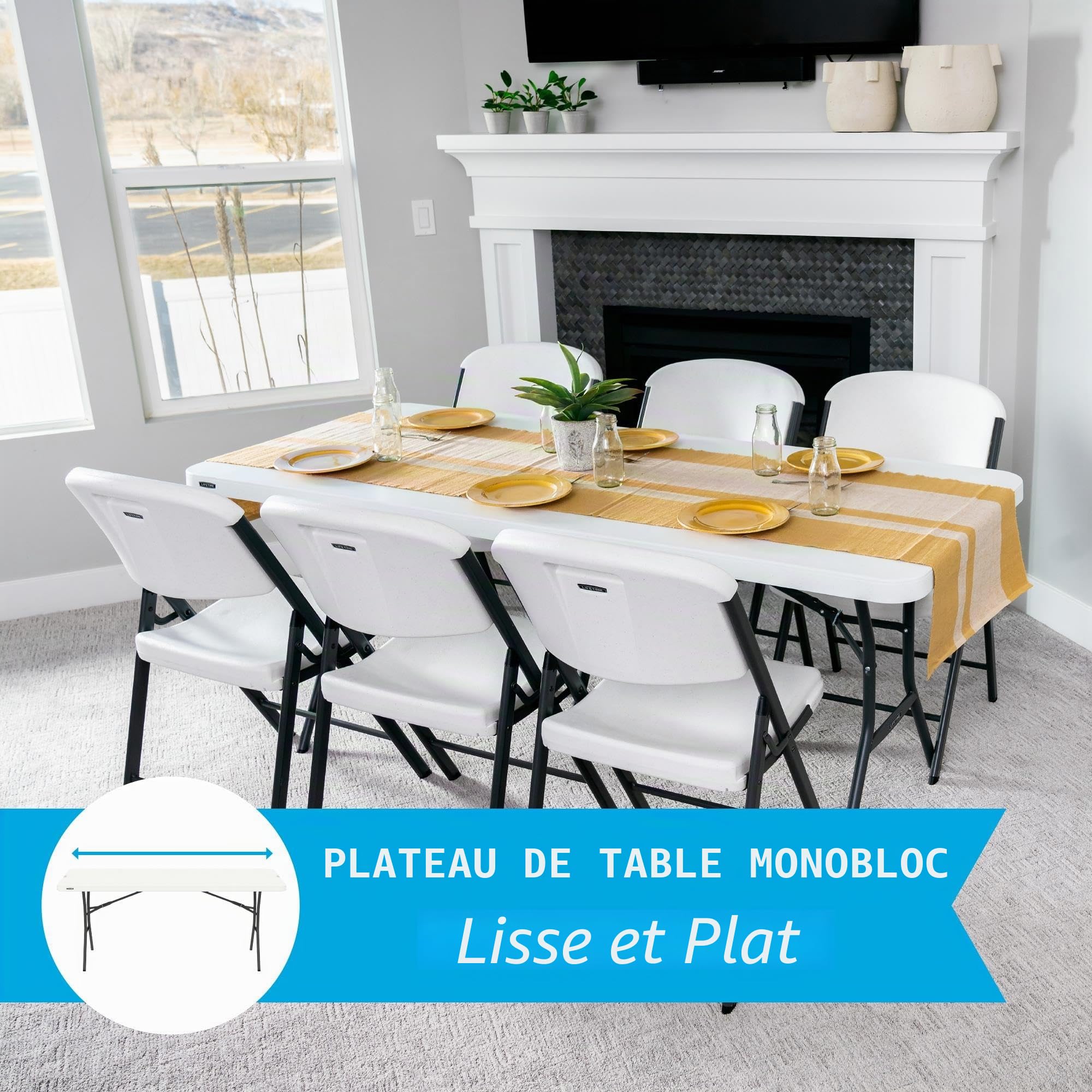 Lifetime Products Lifetime Table Pliante en Granit Blanc 76 x 183 cm