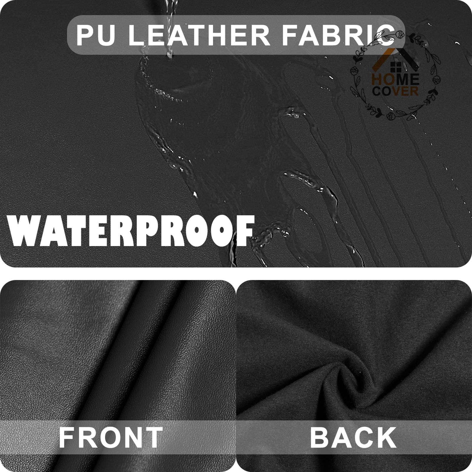 Elastico Coprisedia Da Ufficio Impermeabile, Universale In Pelle PU Girevole Computer Coprisedia Con Copribraccioli Per Poltrone Rimovibili-Nero-XL