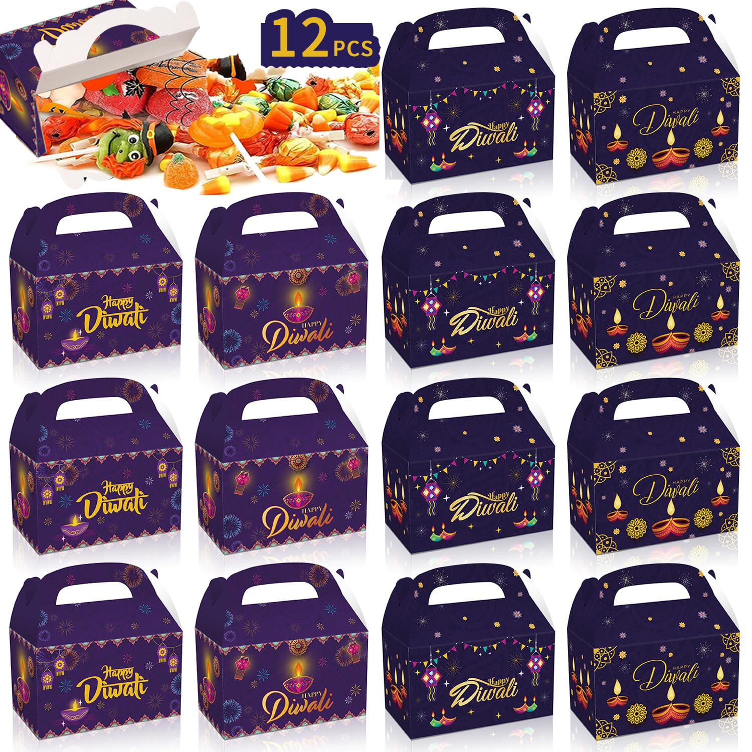Buy 12 Pcs Diwali Gift Boxes, Diwali Party Favors ,Diwali Gable Box