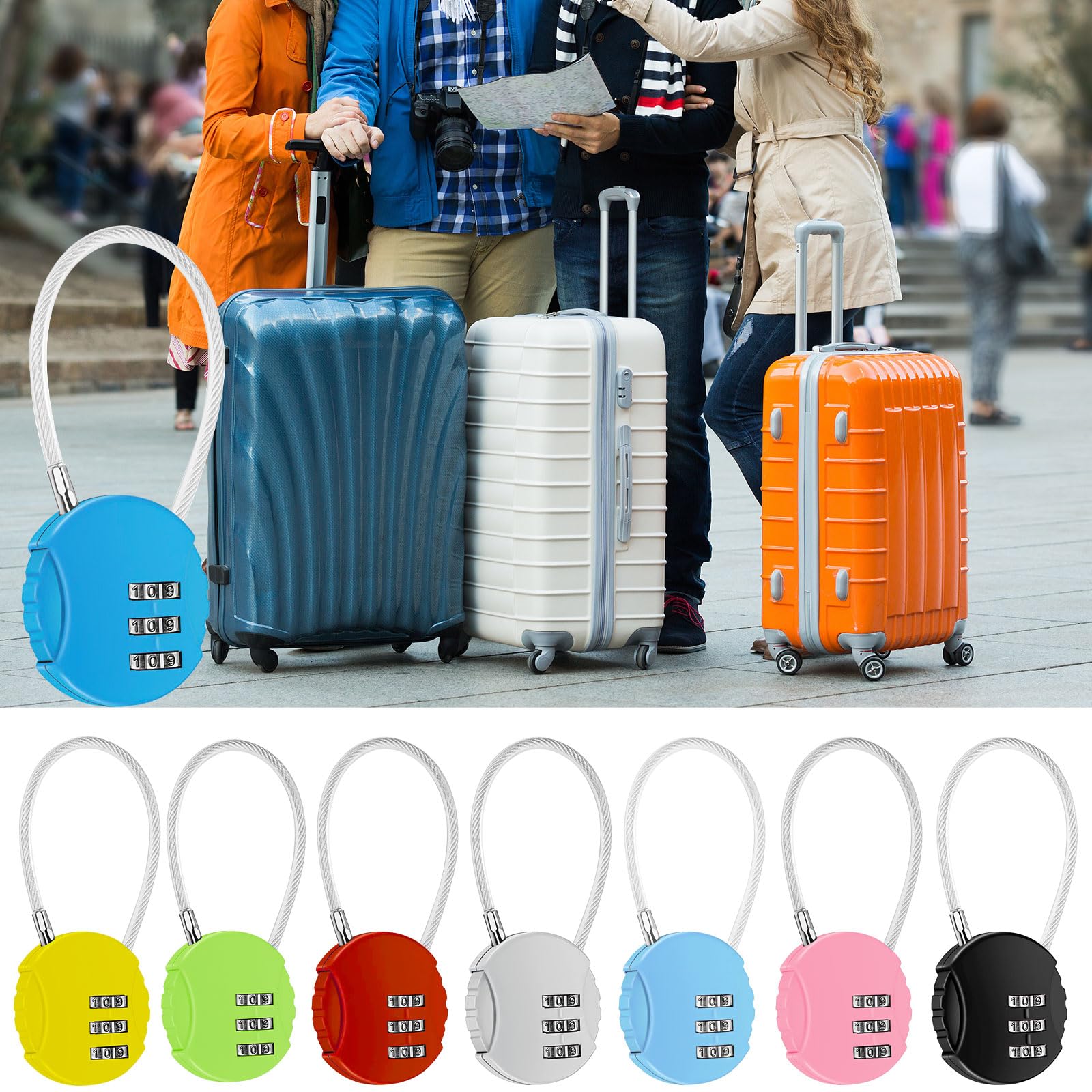 NAGE Lot de 2 cadenas à combinaison pour valise, tente - Avec code chiffré 3 S-Sil, approuvé TSA - Cadenas de voyage pour valises, sacs à dos, tente - Noir