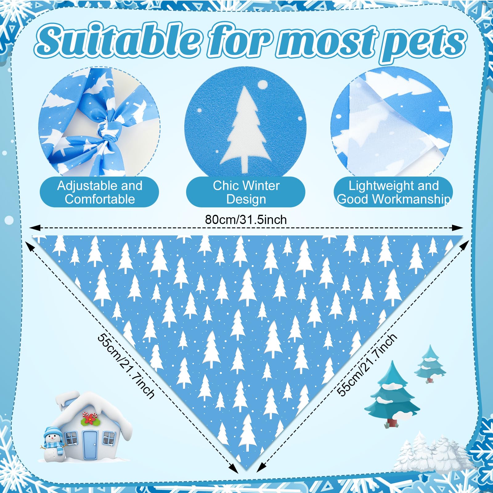 Preboun Lot de 50 bandanas d'hiver pour chien en vrac, flocons de neige, bandanas triangulaires pour chiens, écharpes triangulaires, accessoires photo, accessoires pour animaux de compagnie, 25 styles