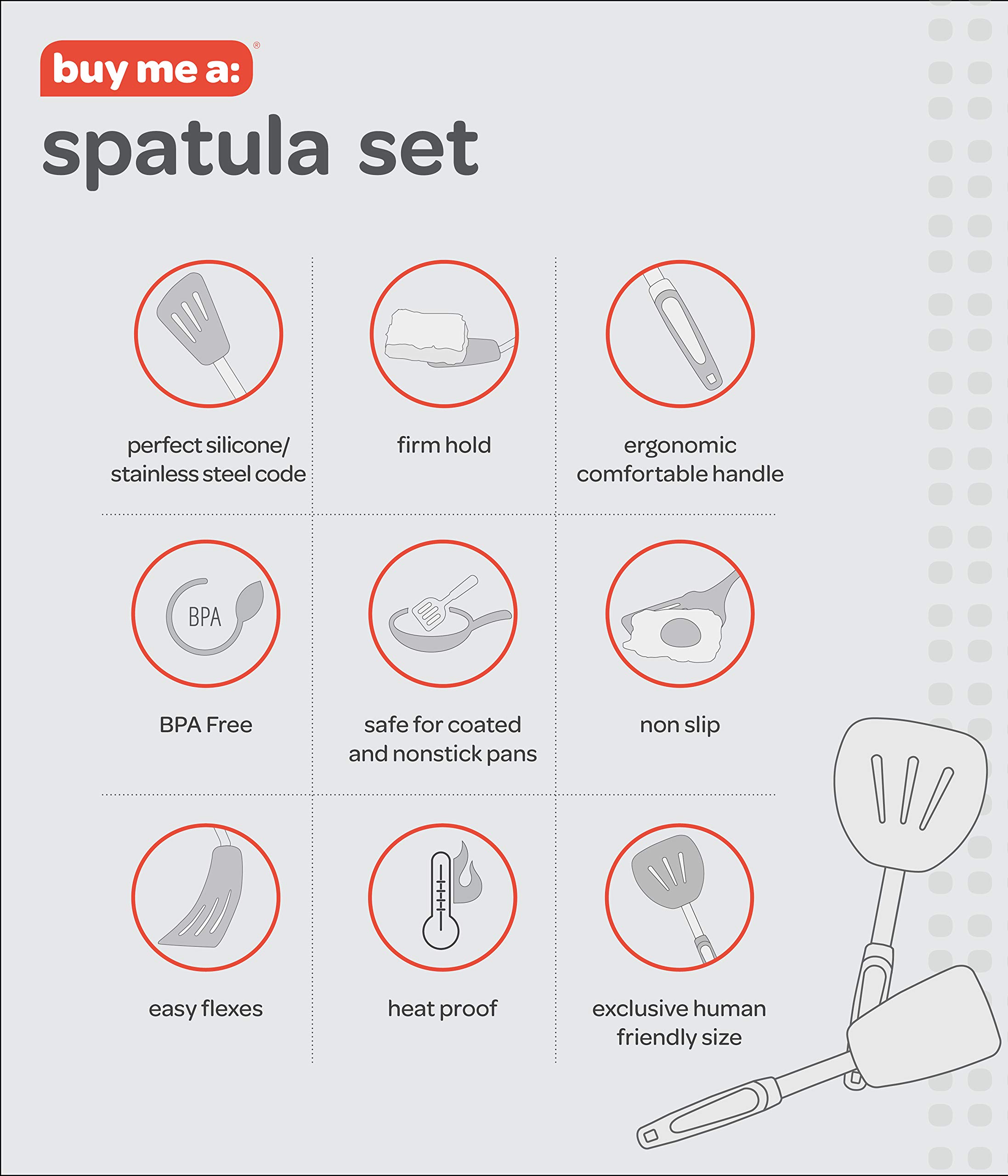 4-częściowy zestaw szpatułek – nieprzywierające i odporne na ciepło silikonowe szpatułki – niezbędne przybory kuchenne, szpatułka do naleśników, łopatka do omletów, czarna