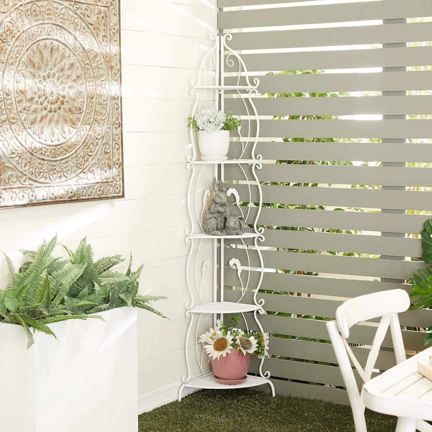 Frilla Scaffale Angolare Elegante – Struttura in Ferro, Design Moderno, 40×103 cm, Facile da Montare, Ideale per Bagno, Soggiorno e Camera da Letto | SHELVIA