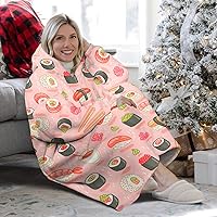 Vista 3 de Wearable Oversized Blanket,Sherpa Blanket Hoodie with Super Pockets,Super Warm Fuzzy Pullover for Women & Men