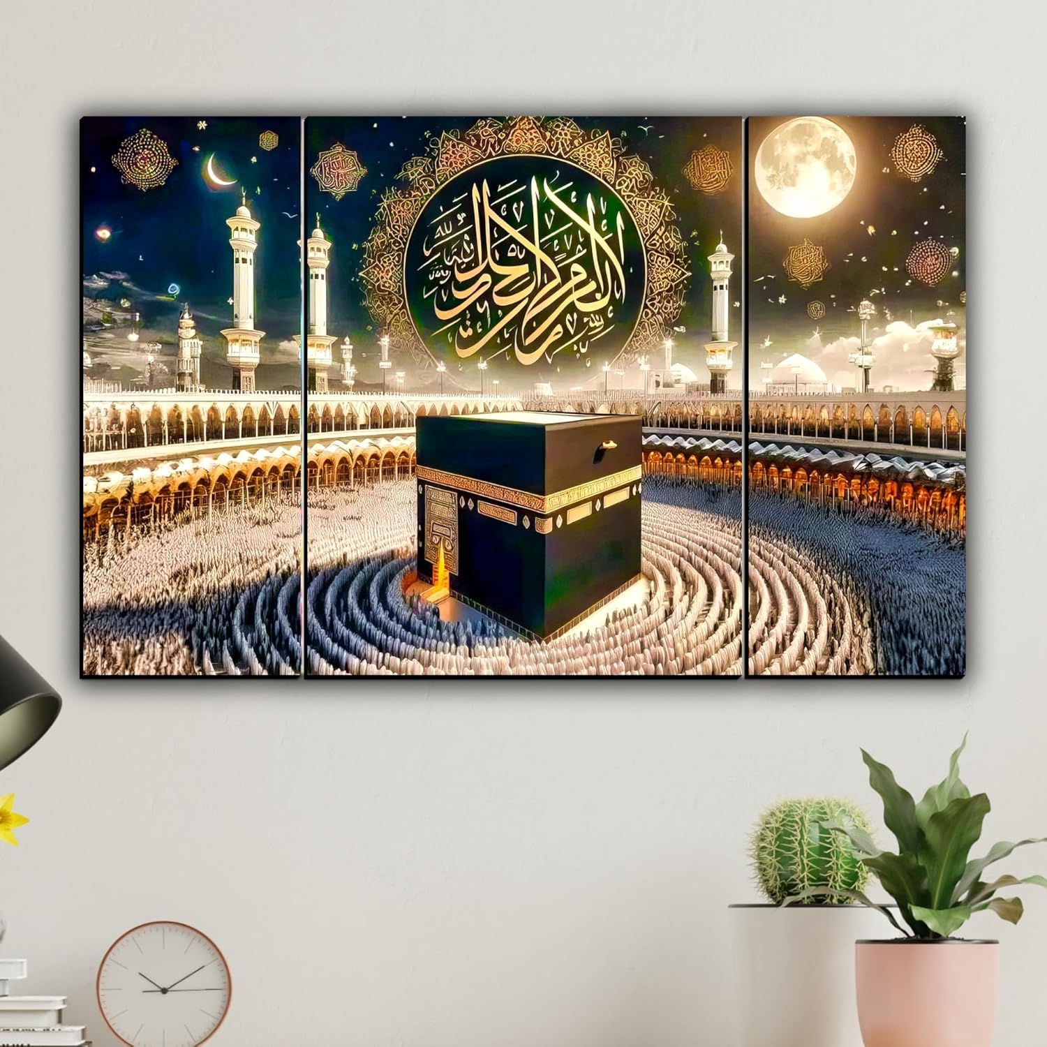 JB Creations Islamic Kaaba Wall Decor Painting | Makka Madina Digital Reprint 12 inch x 18 inch Painting (Without Frame, Pack of 3)