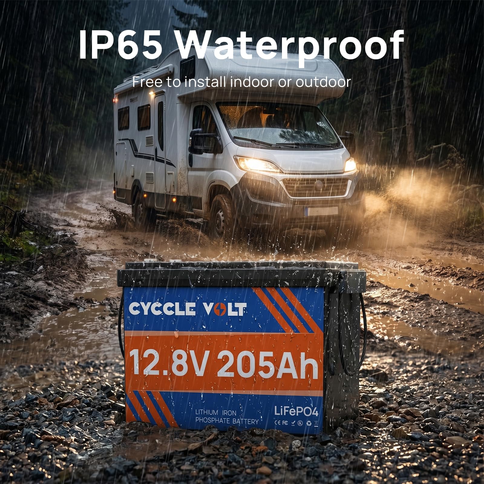 LiFePO4 Batterie 12V 200Ah(205Ah) mit 200A Bluetooth BMS, App-Steuerung, 8000+ Deep Cycle Batterie Perfekt für Wohnmobil, Trolling-Motor, Solaranlagen, Off Grid