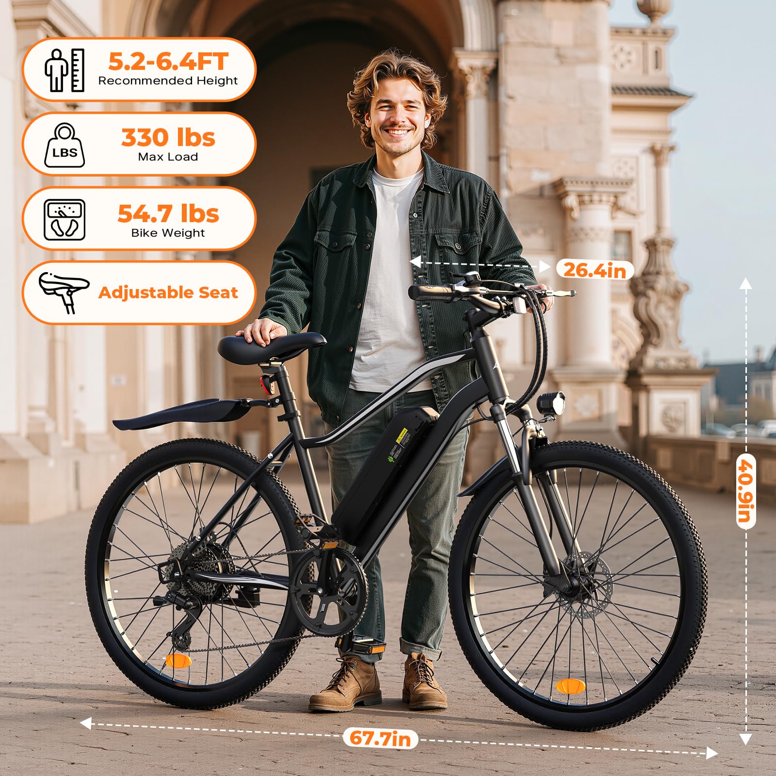 Electric Bike, 1000W/750/500W Peak Motor, 20MPH & 60/55 Miles, 26''/20'' Tires, Removable Battery, 7/5 Speed E-Bike, Dual Disc Brakes, Shock Absorber, Commuting Electric Bicycle for Adults