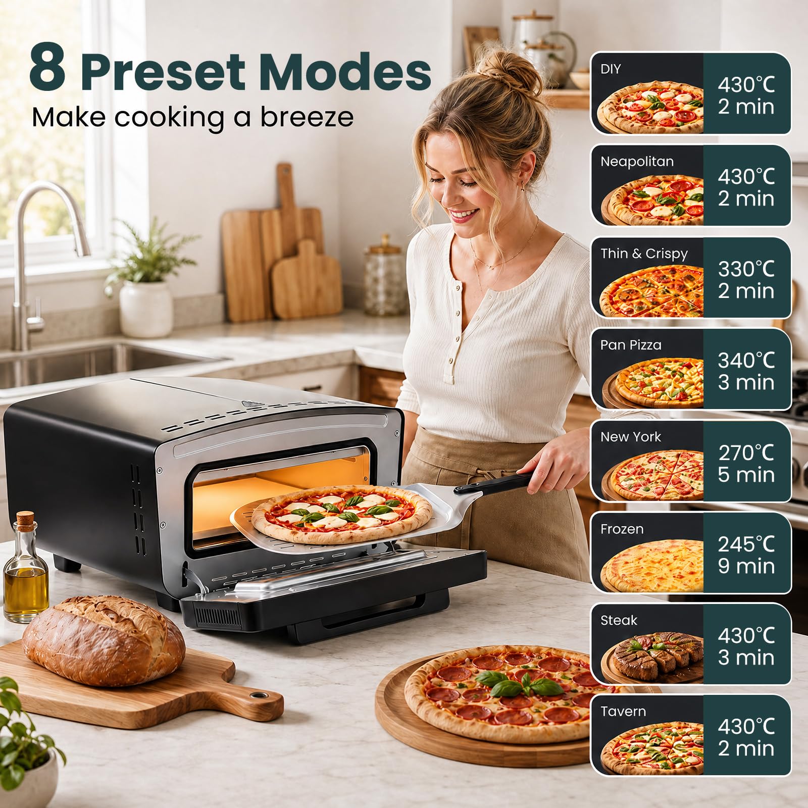 LIFEZEAL 1700 W Horno para Pizza Eléctrico de 12 L