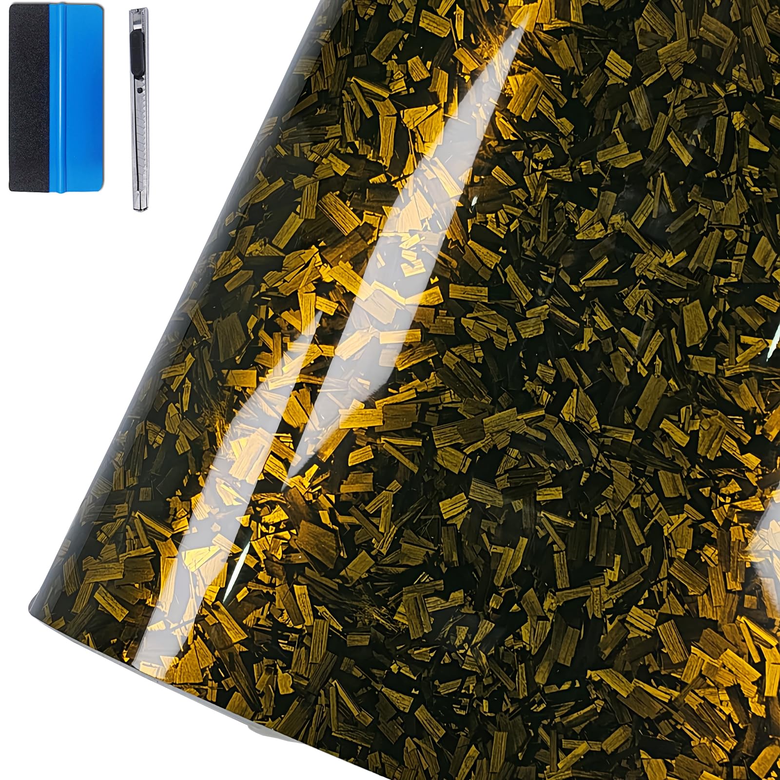 NewL - Adhesivo de Vinilo Azul Brillante de Fibra de Carbono Forjado, con liberación de Aire, sin Burbujas, calcomanía autoadhesiva para Coche, Moto u Otro vehículo (50 x 100 cm) — view 15