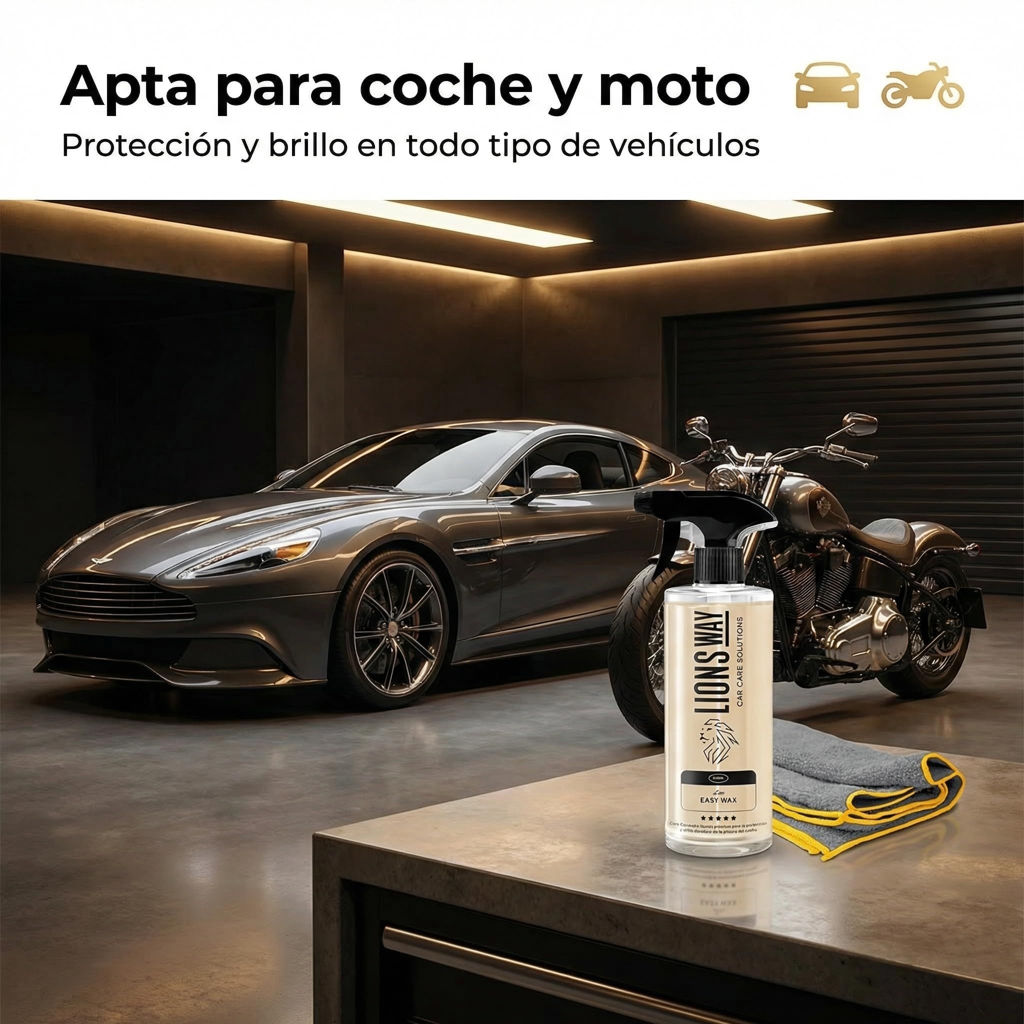 Cera de Carnauba para Coche 100% Pura - Tratamiento Cerámico e Hidrofóbico, Sin Silicona, Cera Líquida Alto Brillo, Sellador de Pintura Exterior, 500ml