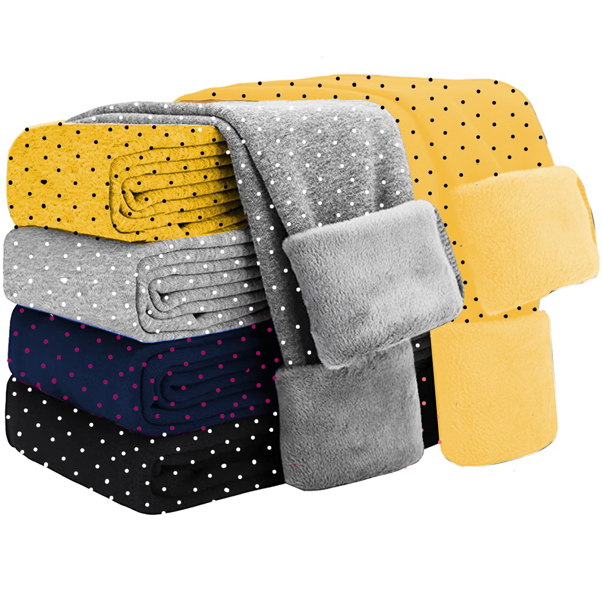 Kiench Leggings da ragazza foderati a pois stampati pantaloni invernali cotone confezione da 2