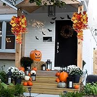 Vista 5 de Plantas colgantes de hojas de arce de otoño, hojas artificiales de otoño, vides al aire libre, decoración al aire libre, hojas de arce artificiales