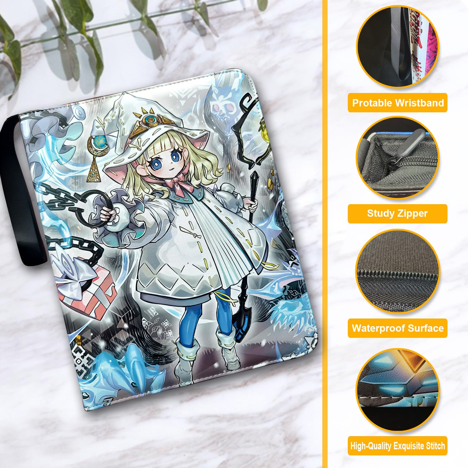 Sammelkarten-Binder, passend für 900 Karten, Karten-Sammler, Albumhalter, mit 50 abnehmbaren Hüllen, Spielzeug, Geschenke für Jungen und Mädchen (Weißwald)
