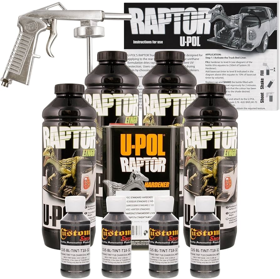 U-POLのRAPTOR LINER ブラック４L 塗装ガンセット Amazon.co.jp: U-POL RAPTOR LINER 4Lセット + 塗装ガン付（ブラック
