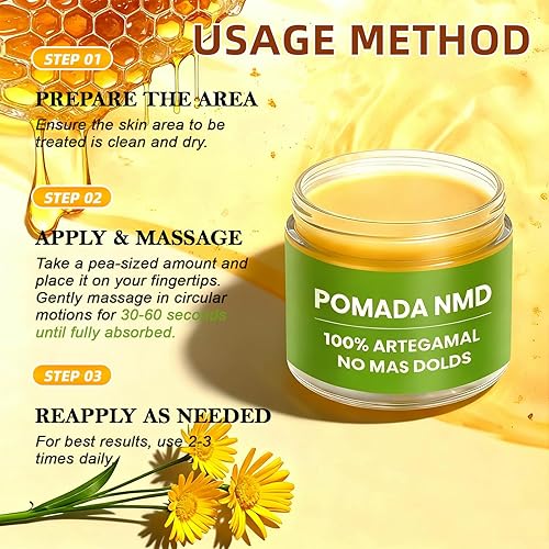 Miniatura 7 de Pomada NMD, crema artesanal de hierbas naturales, con árnica, aceite de oliva, hoja de guanábana, cera de abejas, comodidad para los músculos, pies