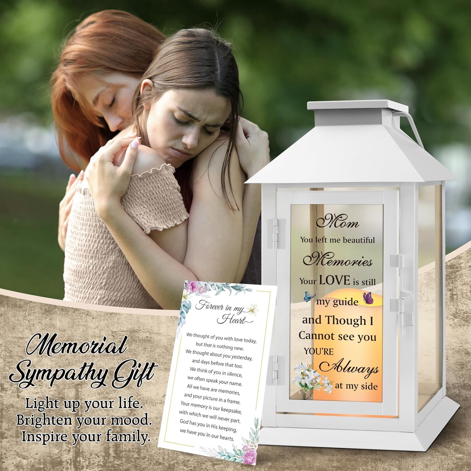 Memorial Lantern Bereavement Gifts in Memory of Loved One Memorial Gifts for Loss of Mother Remembrance Sympathy Gifts for Loss of Loved One with LED Candle and Remote - Image 6