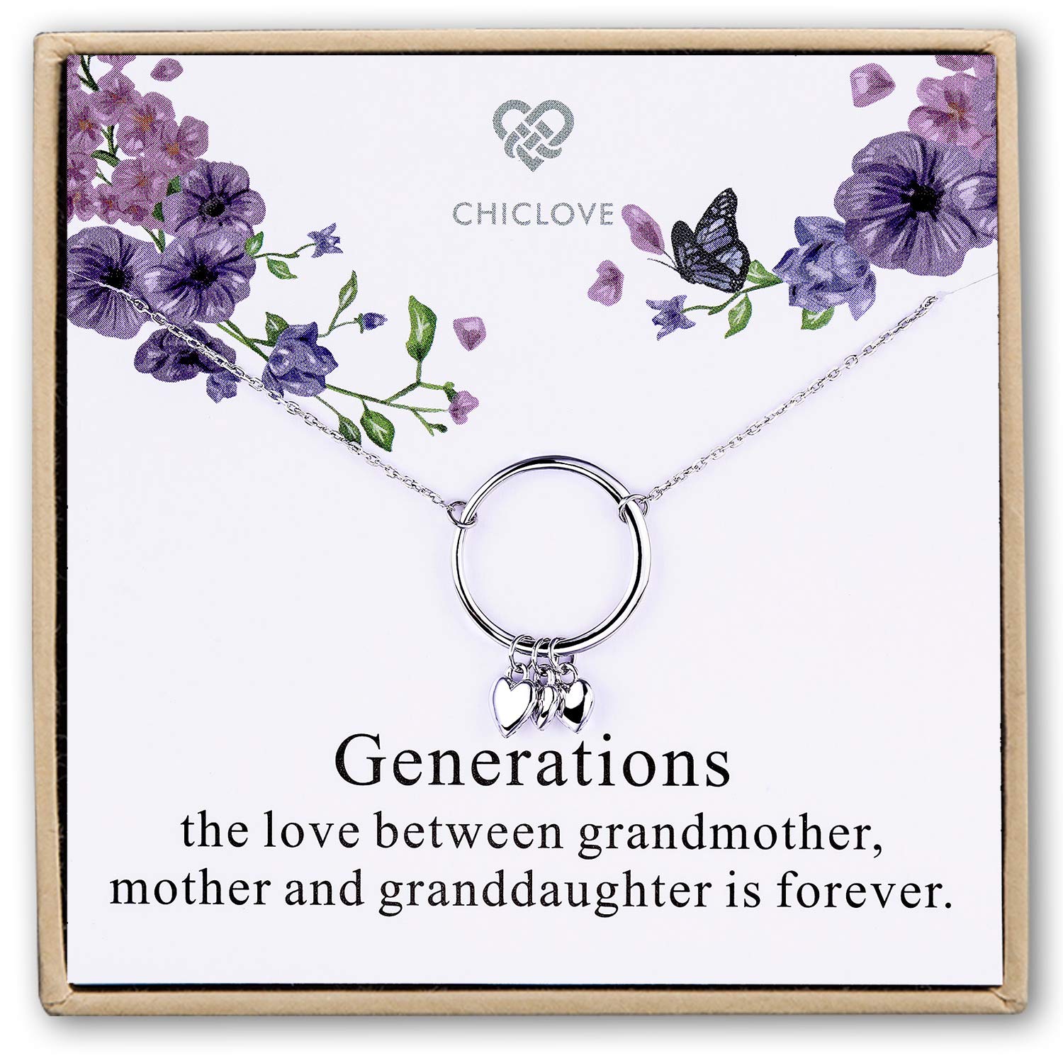 CHICLOVEGeneration Necklace - Grandmother Mother Daughter Necklaces - Family Necklace - Grandma Gift - Mother Daughter Necklace - mom Daughter Jewelry
