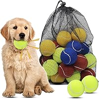 Magicorange 20-Pack 2.5 Inch Floatable Squeaky Dog Tennis Balls - Natural Rubber, Multicolor for Fetch Training & Water Play