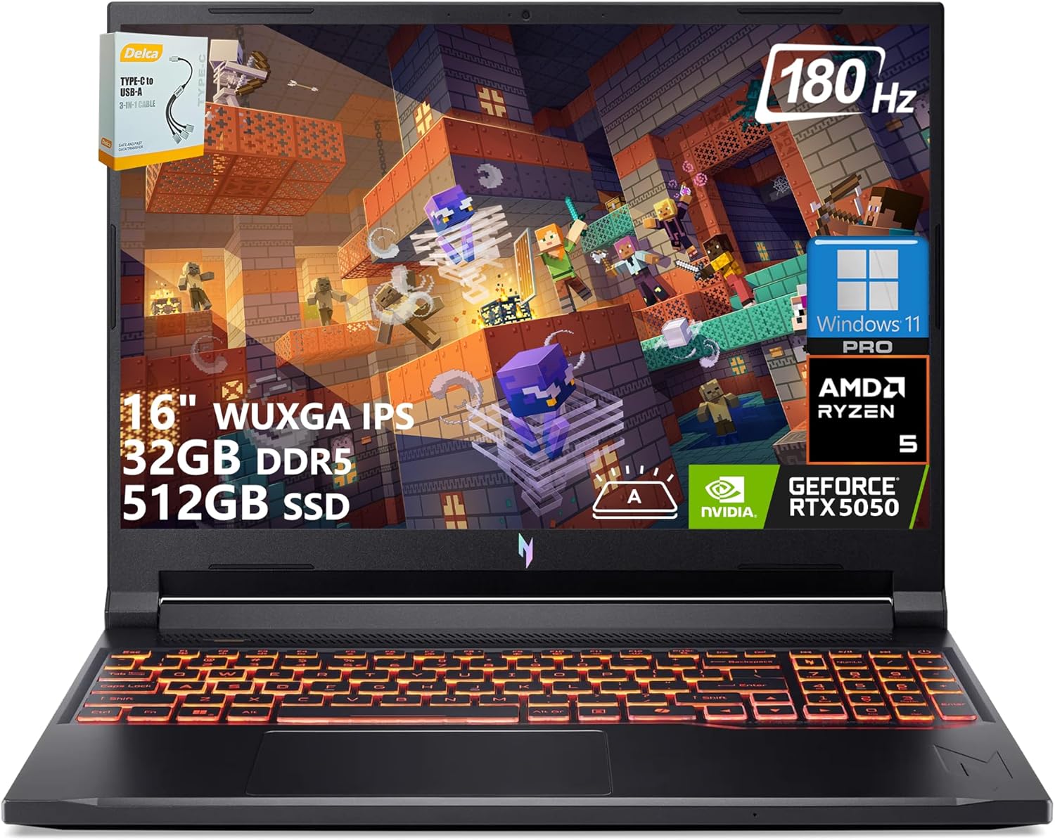 acer Nitro V 16 AI Gaming Laptop | 16″ WUXGA IPS 180Hz | AMD Hexa-Core Ryzen 5 2…