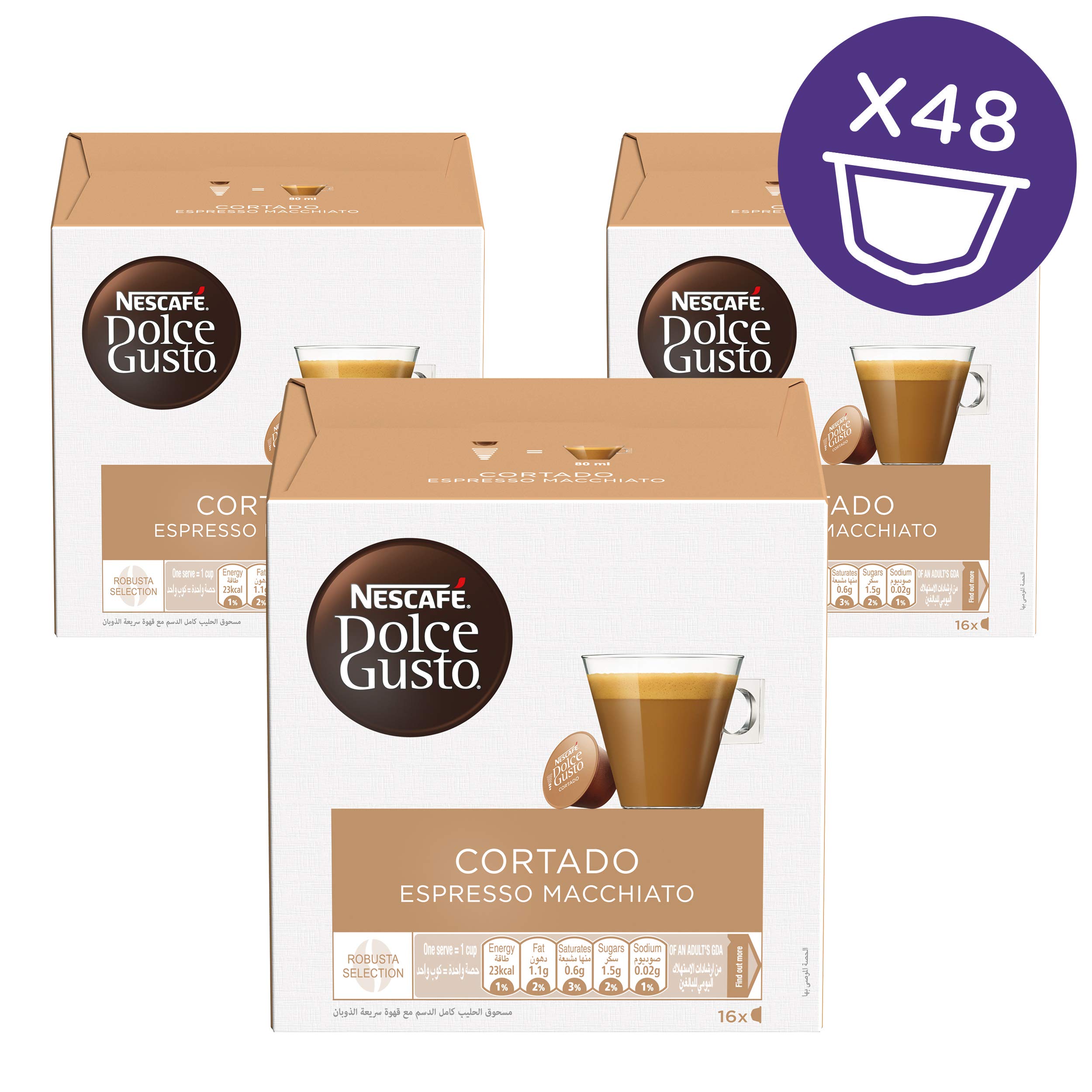 Nescafe Dolce Gusto Espresso Machiato, Cortado Coffee Capsules (48