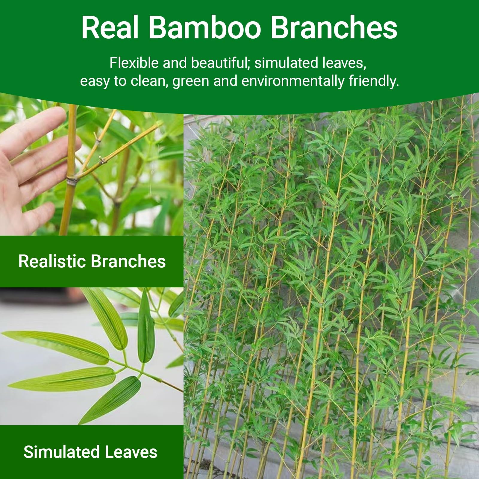 SEIFE Bambù Artificiale con Canne Naturali e Foglie in Plastica, Pianta Finta Alta per Separè Divisorio Interno ed Esterno, Barriera Privacy per Casa, Giardino(10 bamboos,1.2m/3.9ft)