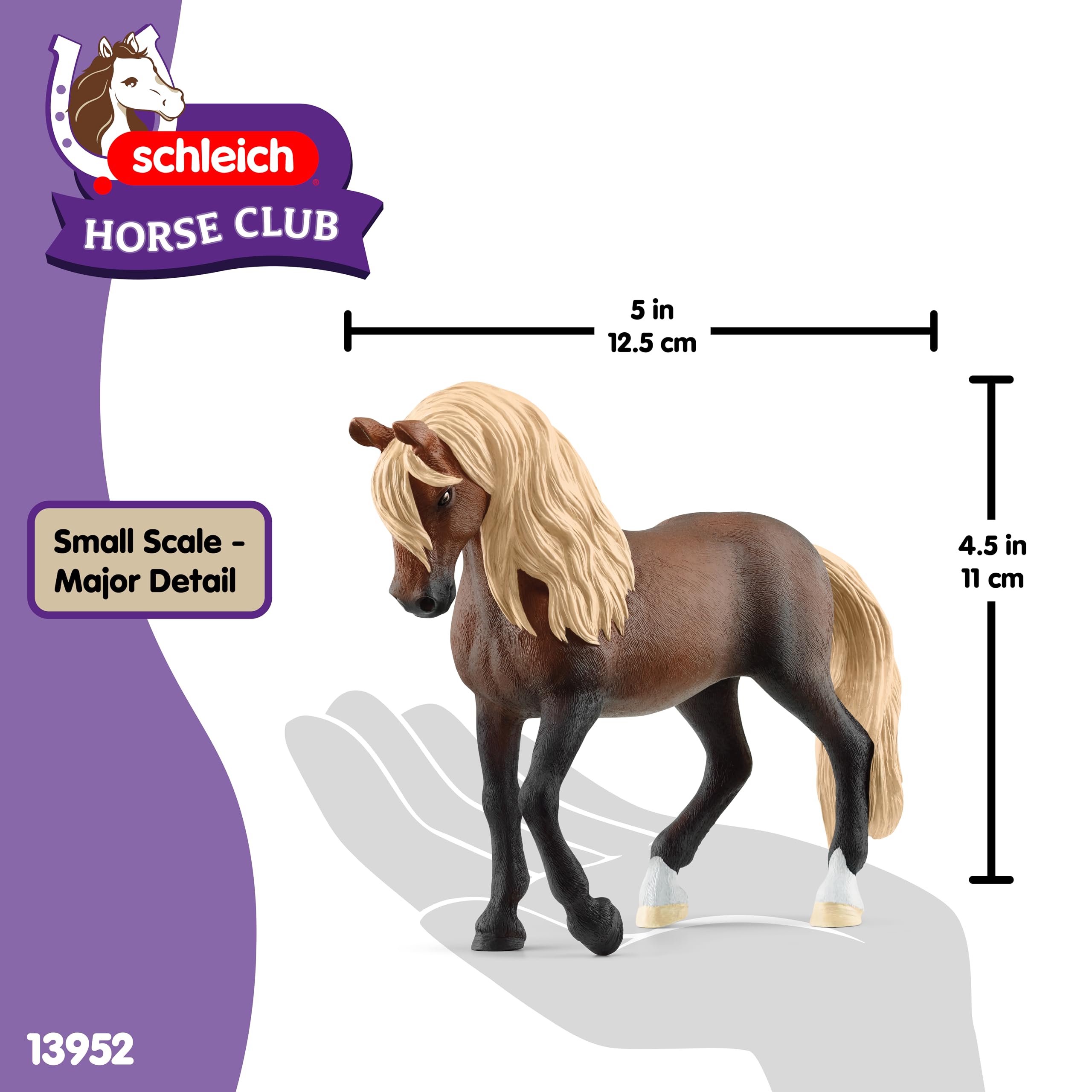 schleich 13952 Ogier rasy paso peruwiański, od 5 lat, HORSE CLUB - figurka, 3 x 14 x 10 cm | Figurka do zabawy od 6 lat | wierny w szczegóły koń | dekoracja lub figurka kolekcjonerska | prezent dla dziewcząt i chłopców