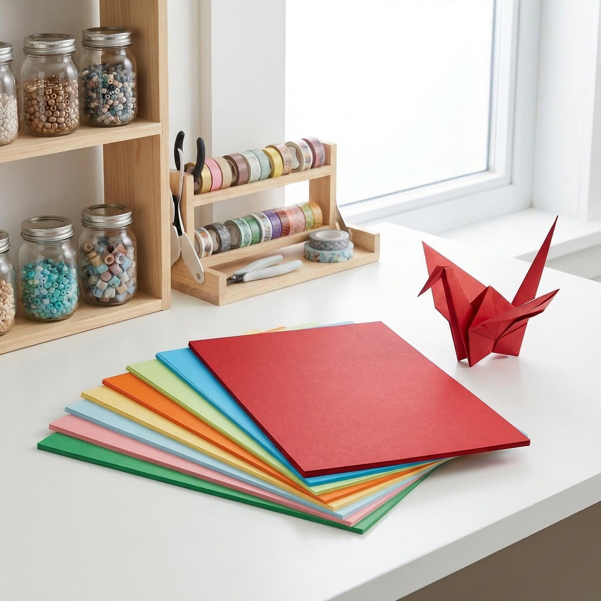 200 Blatt A4 Origami Papier 200 Blatt Buntes Bastelpapier Farbiges Faltpapier für Selbstgemacht Kunst und Schule Zufällige Farbe