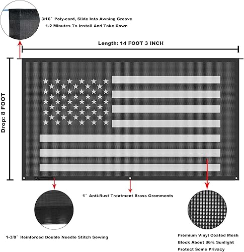 Miniatura 124 de Tentproinc Pantalla parasol para toldo, 8 pies x 13 pies 3 pulgadas (apta para toldo de 14 pies), protector solar de malla para autocaravana, cámper