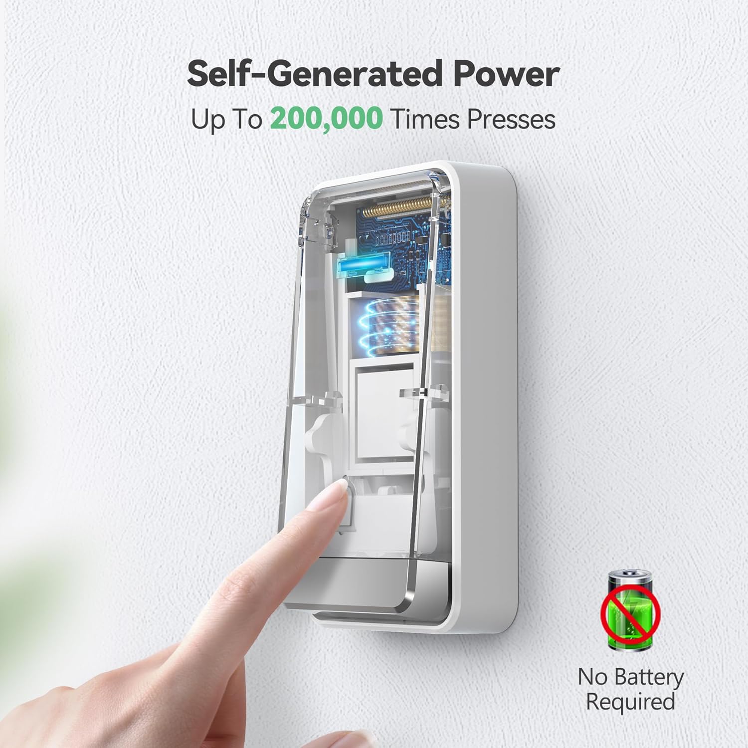 TECKNET Wireless Doorbell Self-Generated Power Mechanism