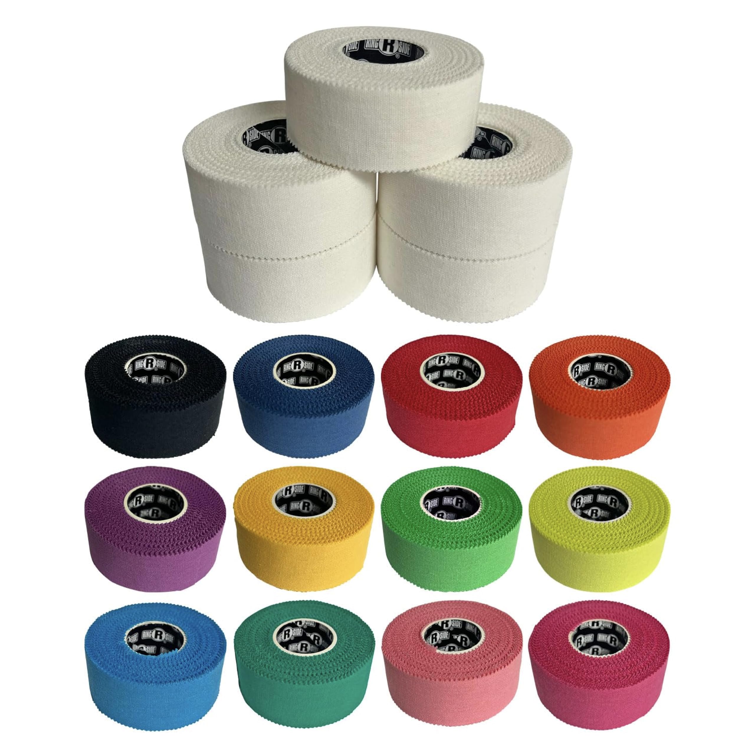 Ringside 1" Athletic Trainers Tape, Cotton Kinesiology for Combat Sports, Adhesive, for Men and Women, 1" x 30', White, 5 Pack