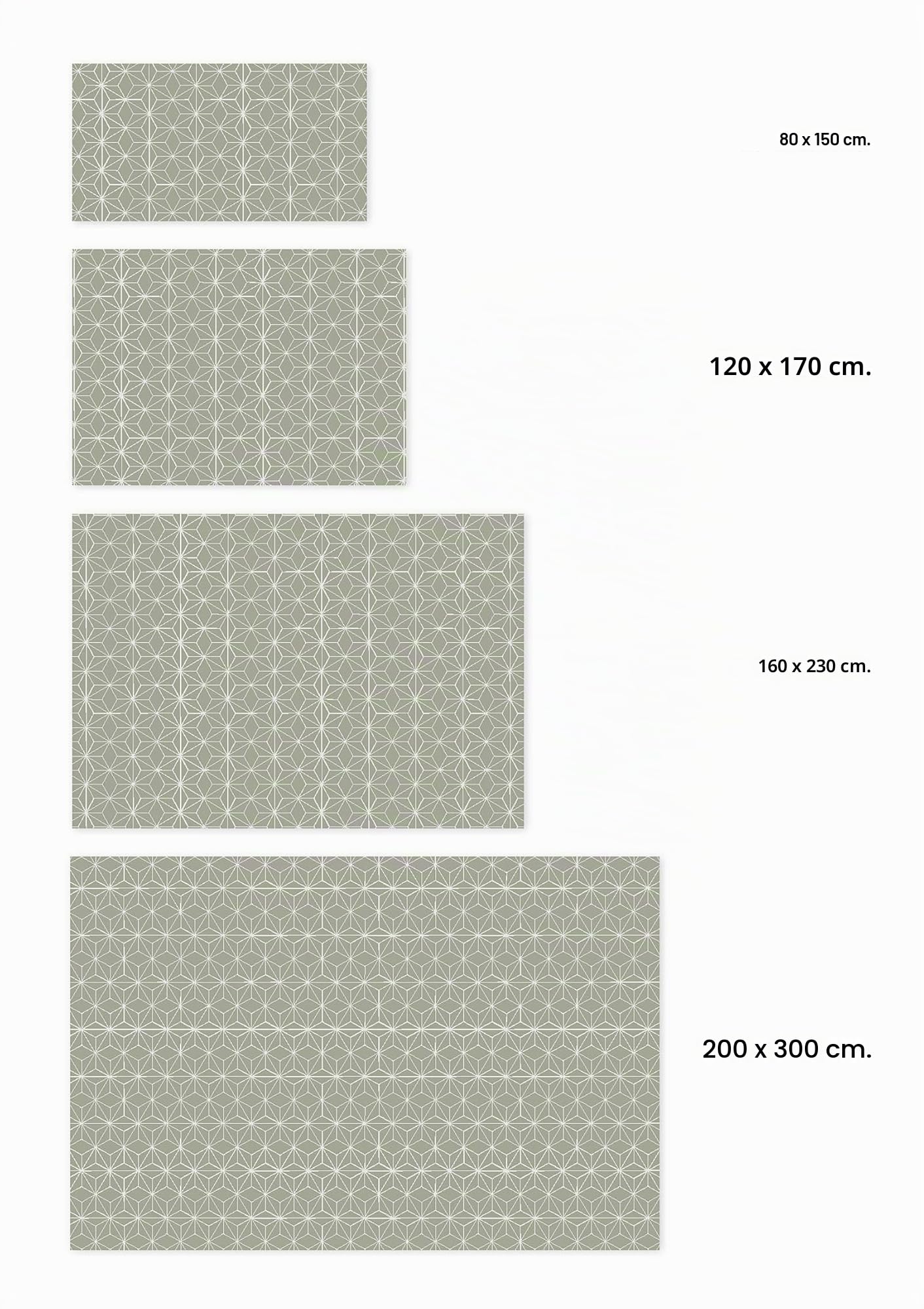 Panorama Tappeto Vinile Corridoio - Varie Dimensioni - (Stelle Geometriche Verdi 60x250 cm)