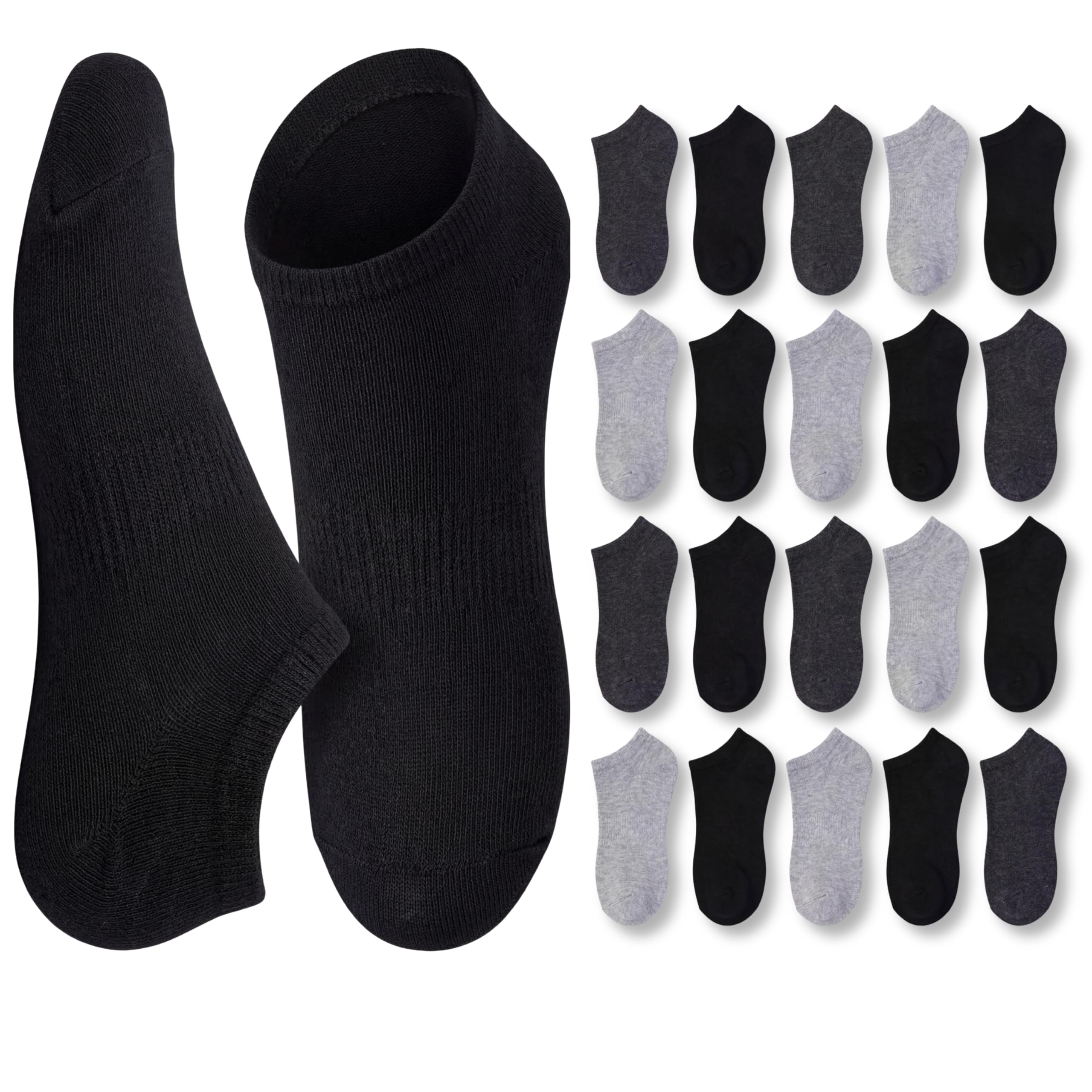 Tipi Toe Women’s 20 Pack Colorful Low Cut Socks – Lightweight, Breathable Design for All-Day Comfort Sizes 9-11/10-13