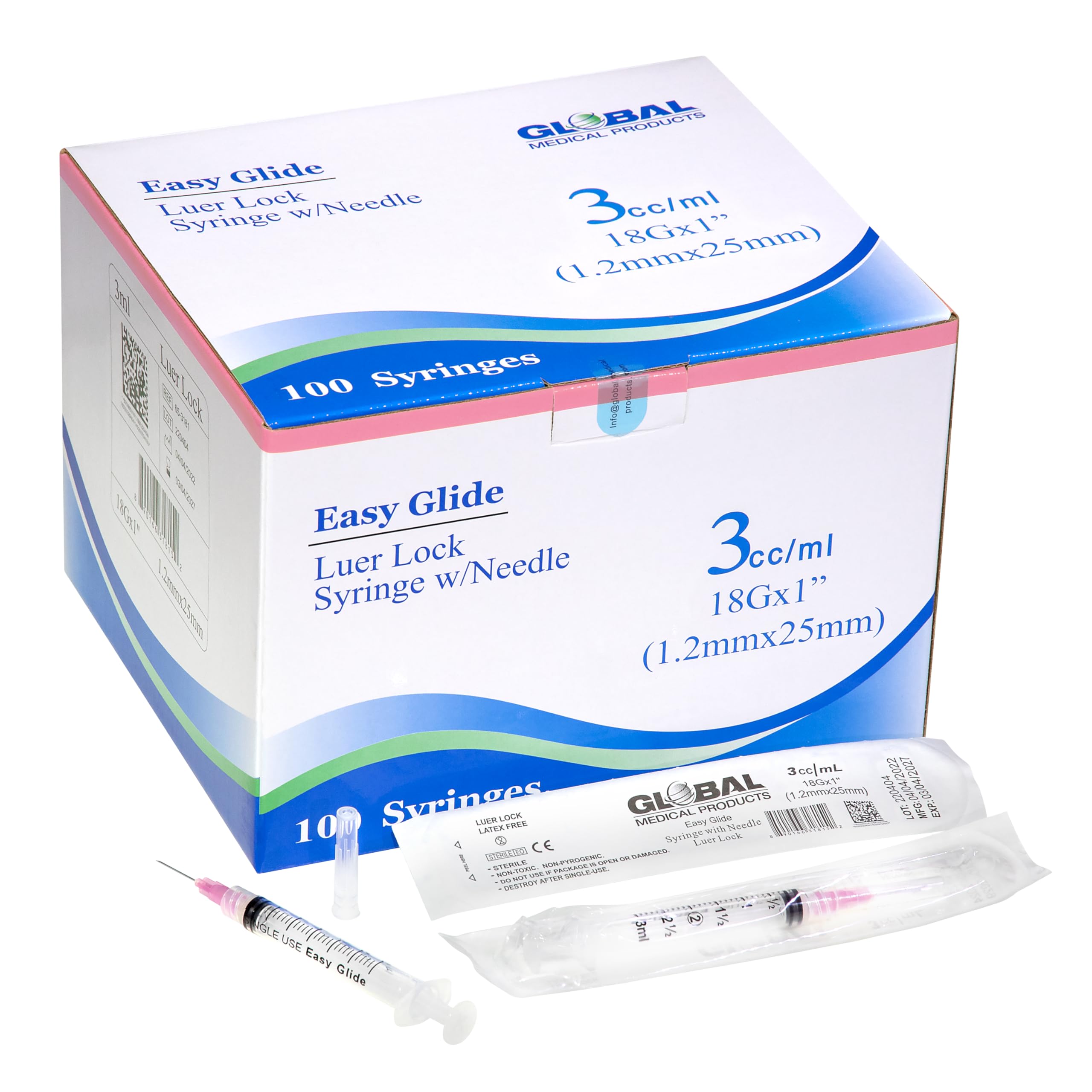 Easy Glide Luer Lock Syringe 3cc/ml, 18G x 1 inch, 100 Count — Amazon image 2