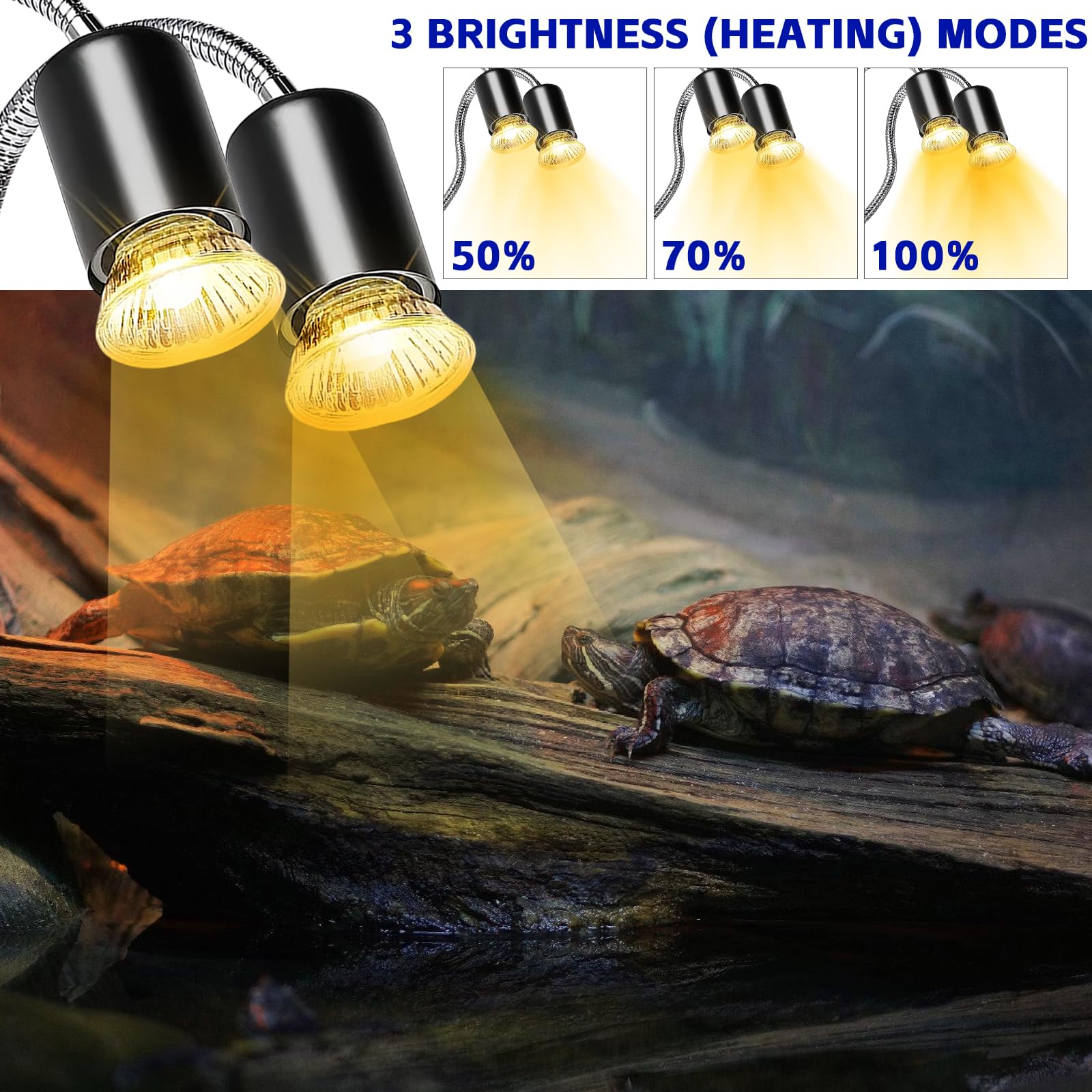Terrario Per Tartarughe Di Terra Lampada Riscaldante Per Tartarughe E Rettili - Termostato Dimmerabile Con 2 Lampadine UVA/UVB 50W Terrario Tartarughe Terra - 8