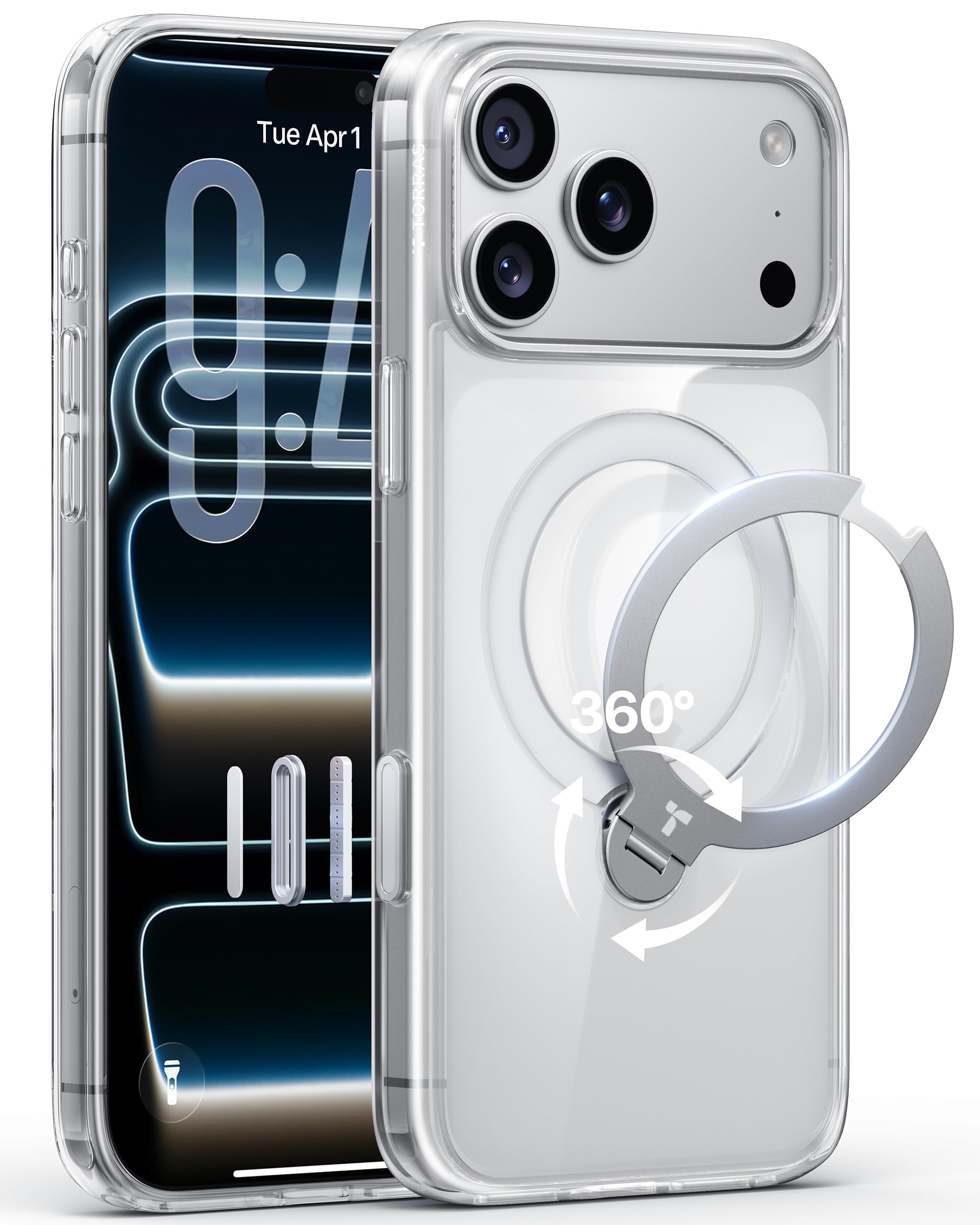 Photo 1 of TORRAS Q3 Spin Case for iPhone 17 Pro with Magnetic Stand