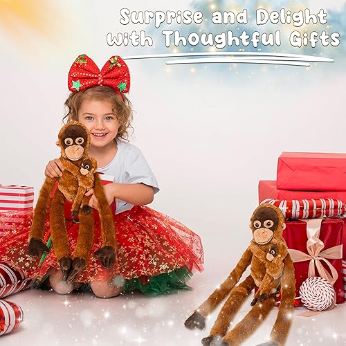 Vista 84 de Forest & Twelfth Gibón colgante para mamá y bebé de 28 pulgadas, animales de peluche para niños, lindos y abrazables, animales de zoológico ideales